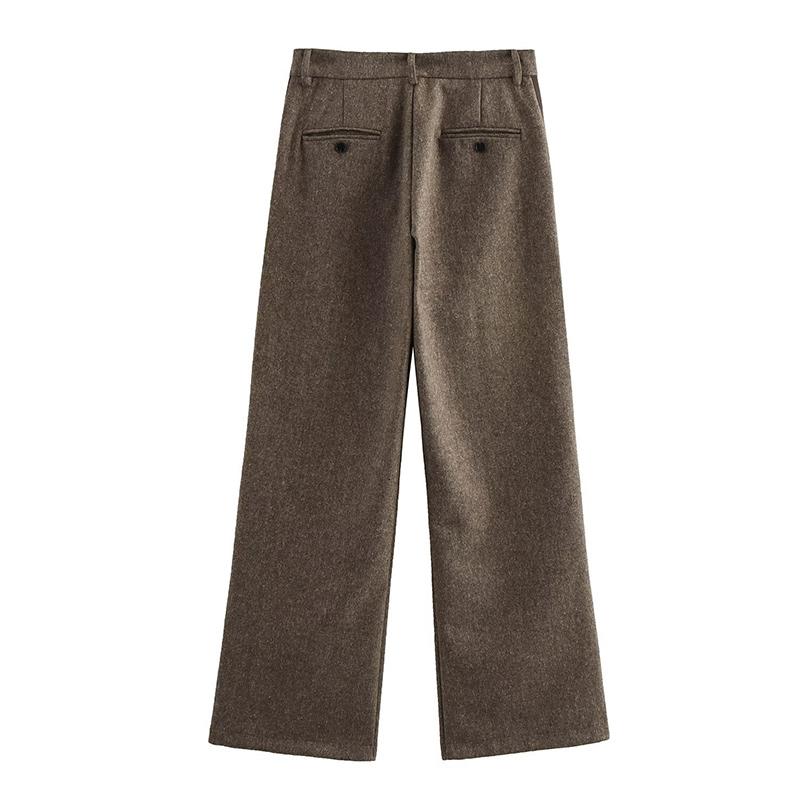 Women's Versatile Vintage Slim Suit Set Autumn Winter Long Sleeve Lapel Single Breasted Jacket Straight Leg Pants Two Piece Sets