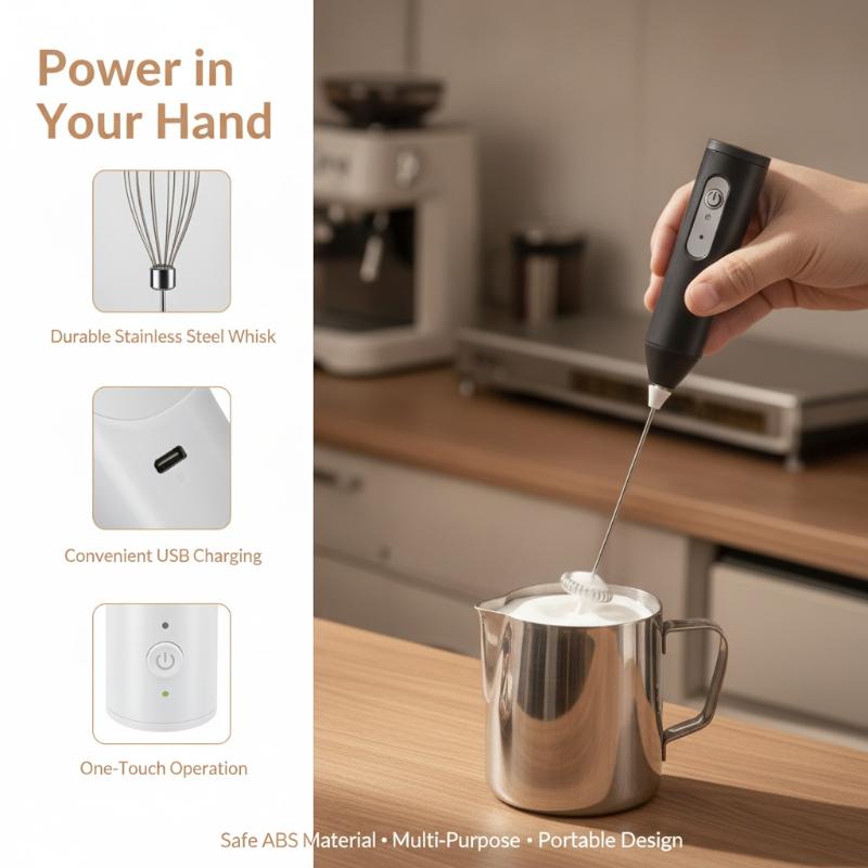Electric Coffee Milk Foaming Mixer Coffee Creamer Whisk Handheld Egg Beater Froth Mixer With Shell Portable Kitchen Home Tools