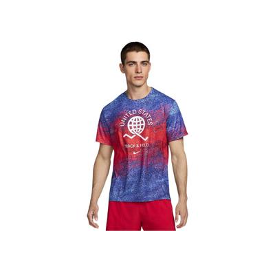 Dri-FIT Short-Sleeve Running Top With Front Print Men Tops Bright-Red FJ3411-635