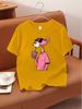 Unisex Pink Leopard Print Short Sleeve Cotton Top