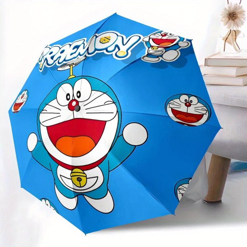 Doraemon Abenteuer Automatischer Faltregenschirm mit stabilem Eisenrahmen, Tragbarer Kompakter Reise-Regenschirm Ganzjahresnutzung Partys029