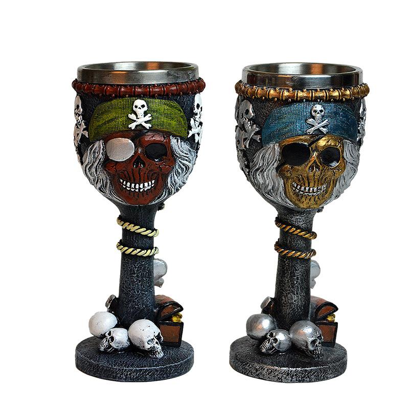 3D Stereoscopic Spooky Skull Resin Goblet Premium Stainless Steel Perfect for Pub Bar Drinkware Halloween Horror Themed Gift