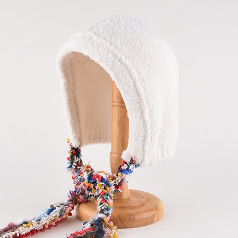 Mütze Damen Winter Warm Ohrenschutz Gestrickte Überziehmütze Sturmhaube Hut Band Doppelnutzung Plüsch Blitzmütze