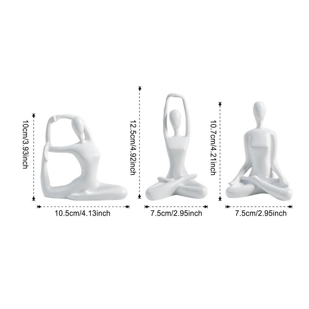 Yoga Pose Statue 3Pcs Resin Yoga Sculptures Meditating Yoga Decor Craft Tabletop Abstract Decor Home Decor Ornaments Sculpture