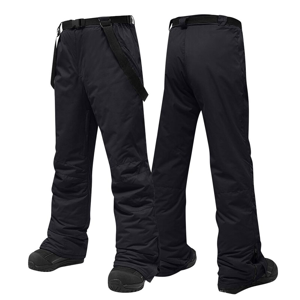 Men's Solid Color Warm Thick Waterproof Pocket Strap Ski Pants For Men