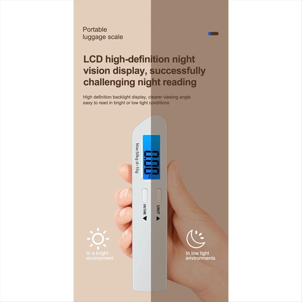 BHBL 50kg Portable Luggage Scale High Precision Blue Backlight Travel Digital Hanging Scales LCD Display Electronic Fishing