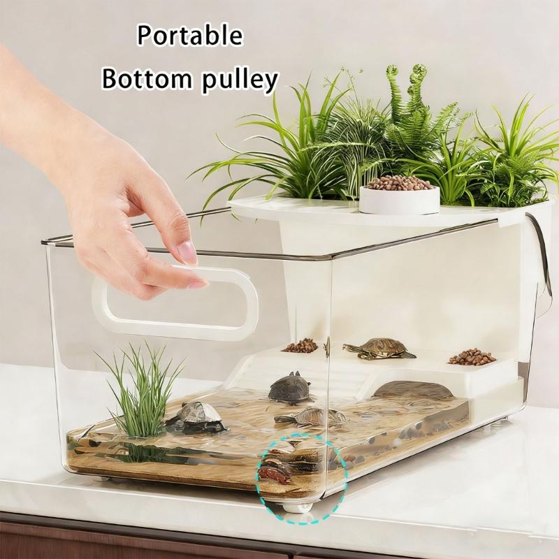 Turtles Enclosure Tanks With Layered Platforms Cave Wetland Simulation And 360 Degree Visibilities For Reptiles Pet