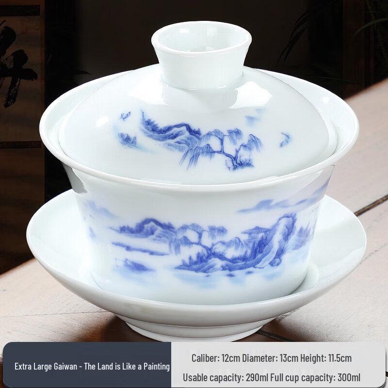 Blue and White Porcelain Gaiwan Tea Bowl