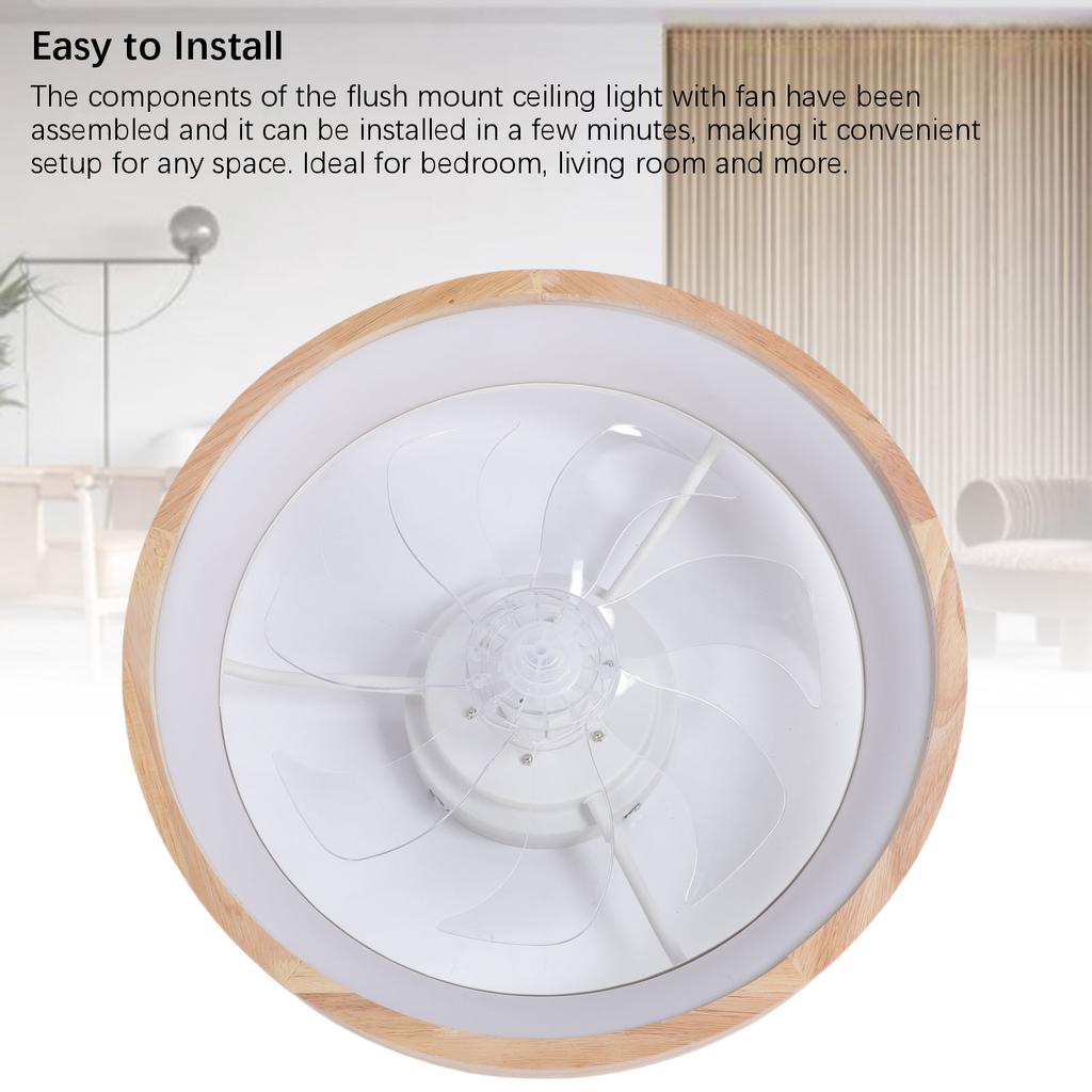 Flush Mount Ceiling Fan with Lights Remote 3 Color Temperature Dimmable Timing 6 Speeds LED Fan Light for Bedroom Living Room