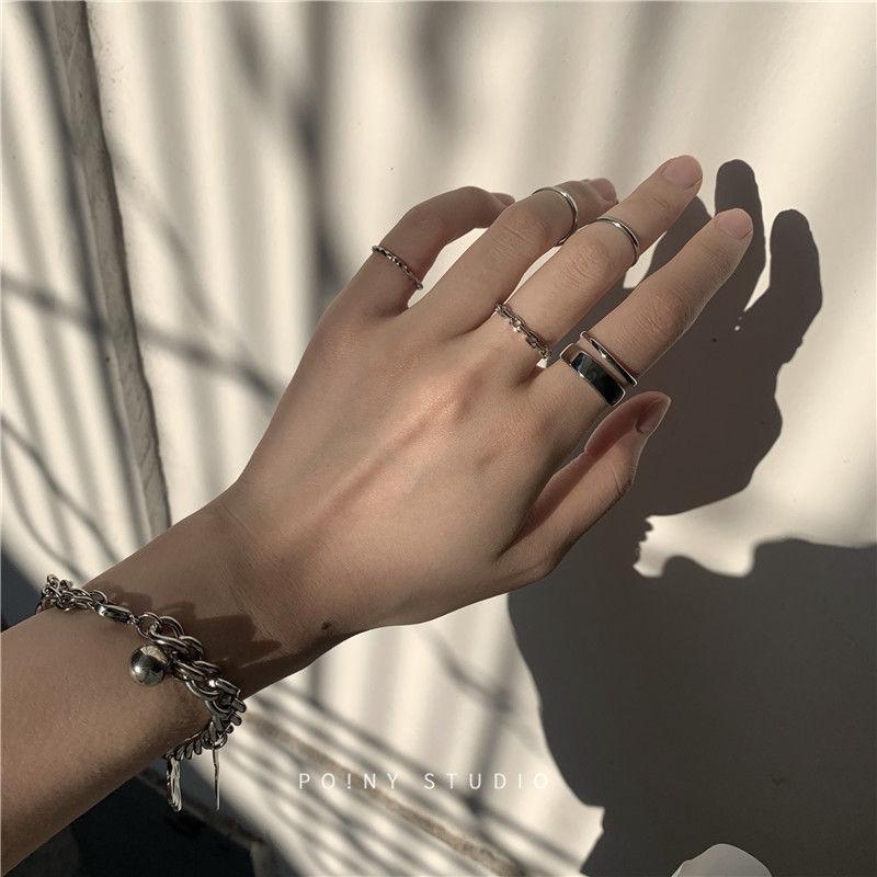 The Tide Cool Ring Set Female Korean Ring Ring Net Red Jewelry Not Fade Color Ring Cold Wind Hip Hop Index Finger Ring