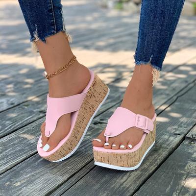 Fashion Women Summer Flip Flops Shoes Female Wedge Platform Sandal 2024 Ladies Thick Bottom Casual Slippers Black Pink White