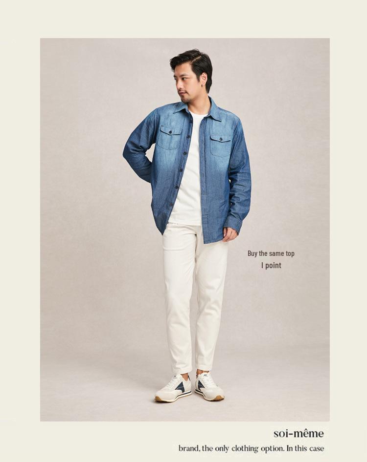 Męskie spodnie khaki w kolorze białym, bawełniane, w stylu 25 lat – uniwersalne, swobodne, proste nogawki, wiosna/jesień