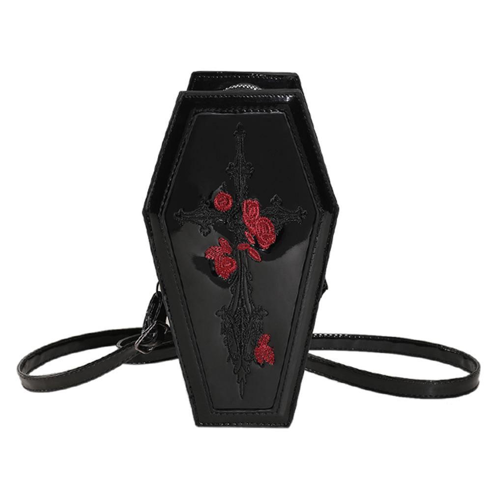 Women Coffin Satchel Purse Novelty Gothic Crossbody Bag Versatile Rose Crossbody Pouch Gothic Coin Purse Halloween Gift