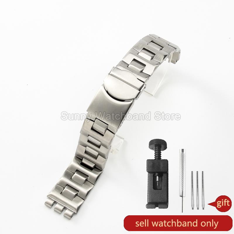 Silver Black for Swatch Bracelet 19mm Mid-Convex Style Stainless Steel 316L Watchband Easy-to-Clean Daily Wear Watch Accessories