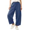 Pantaloni Larghi Casual in Lino da Donna Vita Elastica Versatili Business Casual Lavoro Pantaloni Palazzo con Tasche
