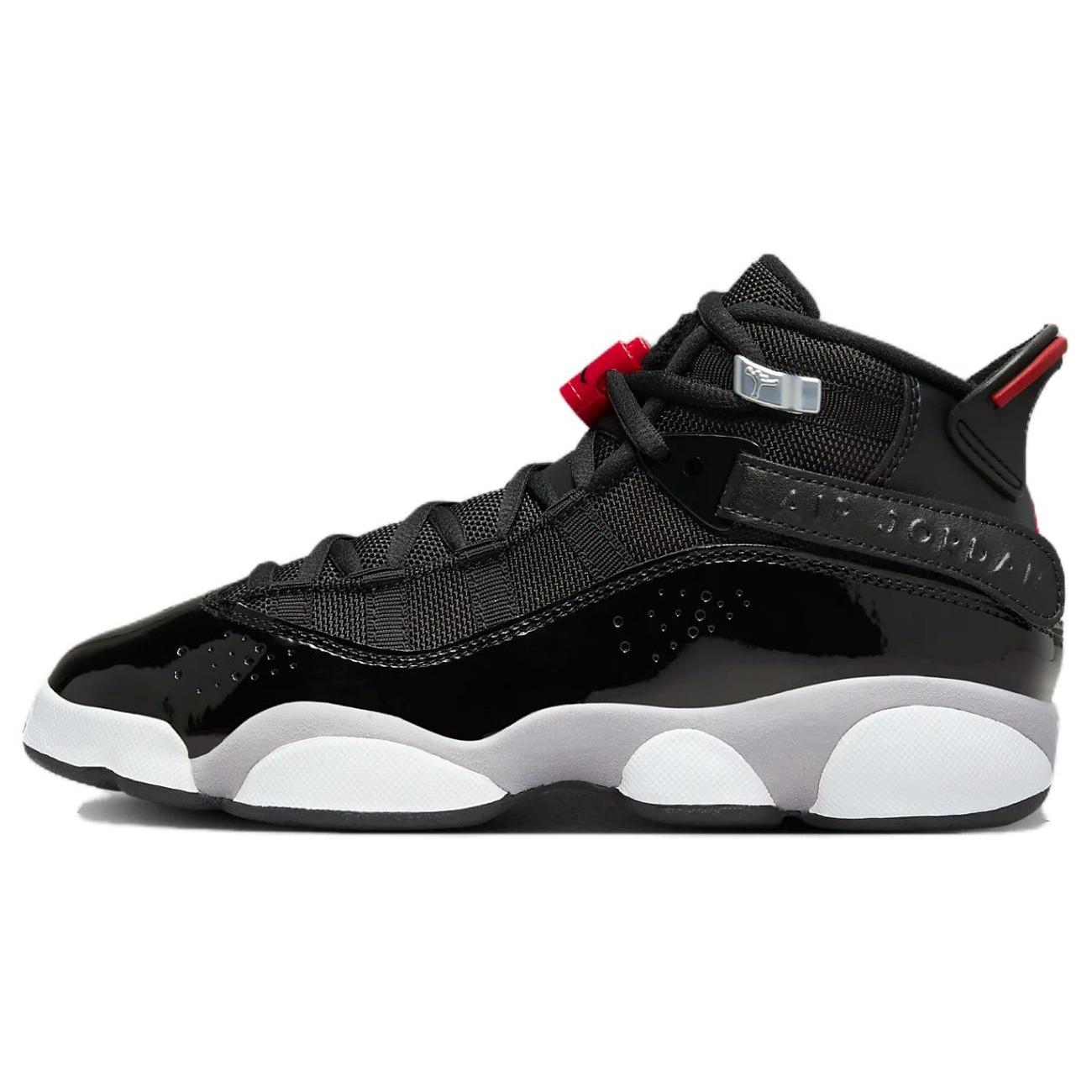 (GS) Air Jordan 6 Rings Black White Fire Red Kids FZ4186-010 EU 37.5