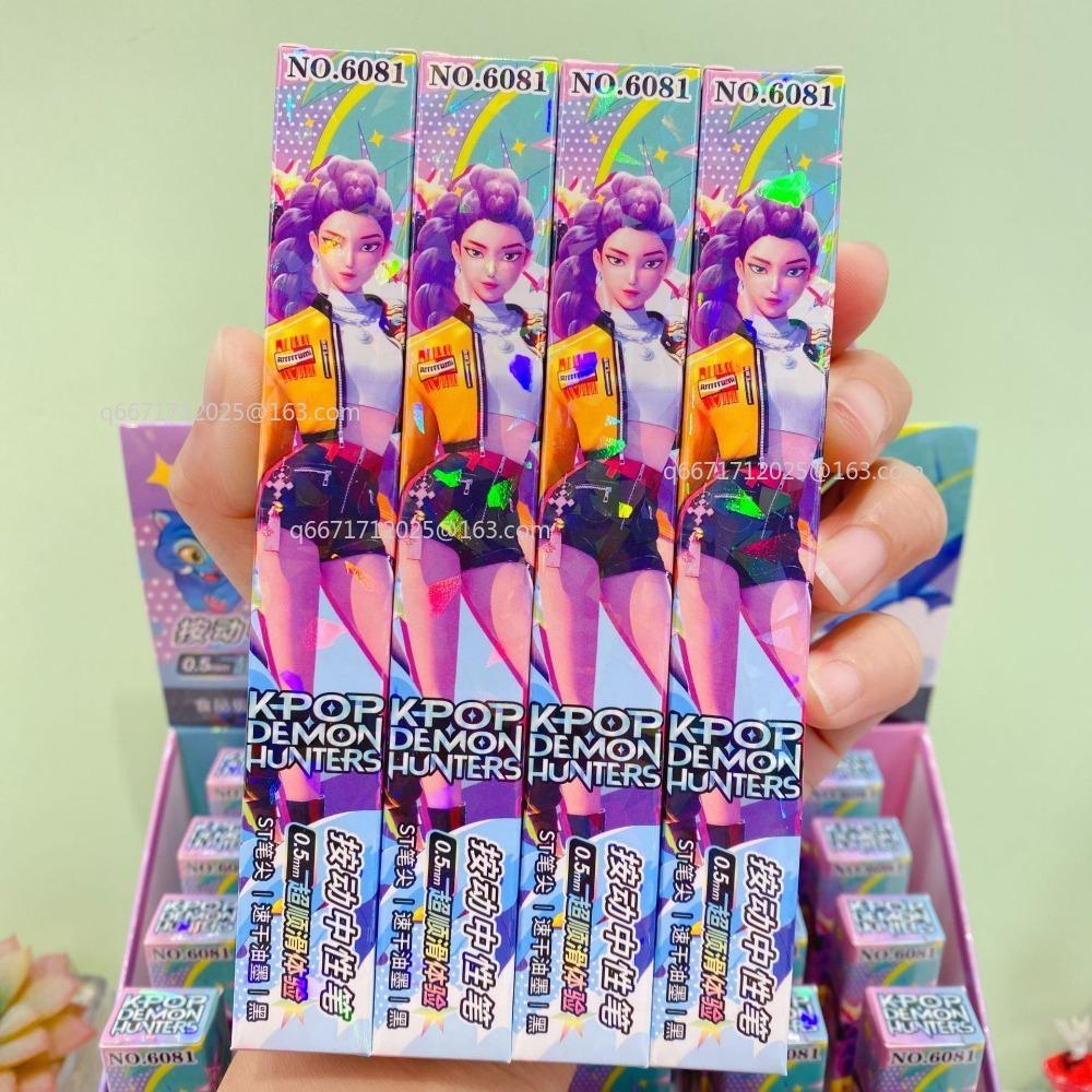 1/4/6/12PCS KPop Demon Hunters Black Ink Pen Student Writinng Draw Gel Pen Anime Figure Stationery Study Supplies Gift 0.5mm