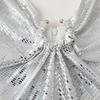 2024 Autumn V-Neck High Waist Sequin Spaghetti Strap Dress - European & American Style Women's Fashion