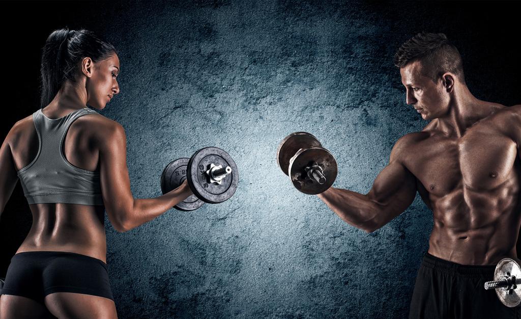 Photomural Muscular Man An Athletic Woman Structural Vinyl 180x120