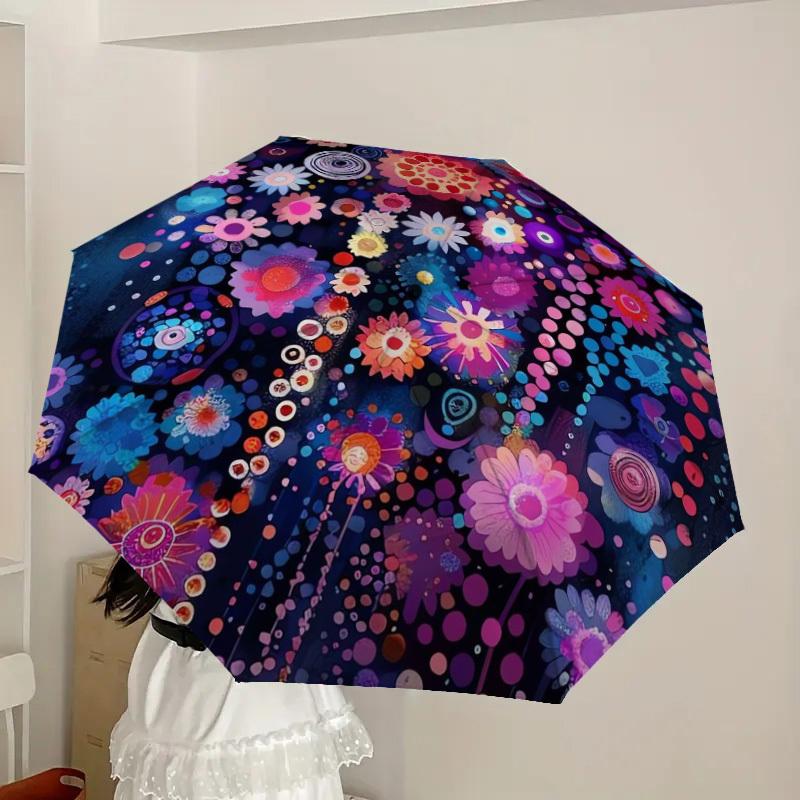 1pc Floral Mandala Artwork Umbrella with Plastic Handle,Suitable for All Seasons Home Travel Outdoor UmbrellaDD1643