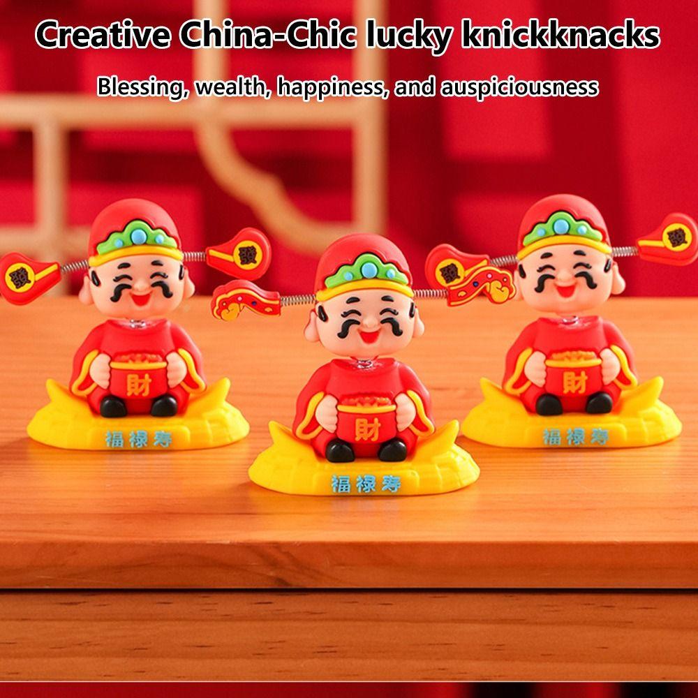 Mini God of Fortune Figurine Cartoon New Year Statue  Car Interior Decoration