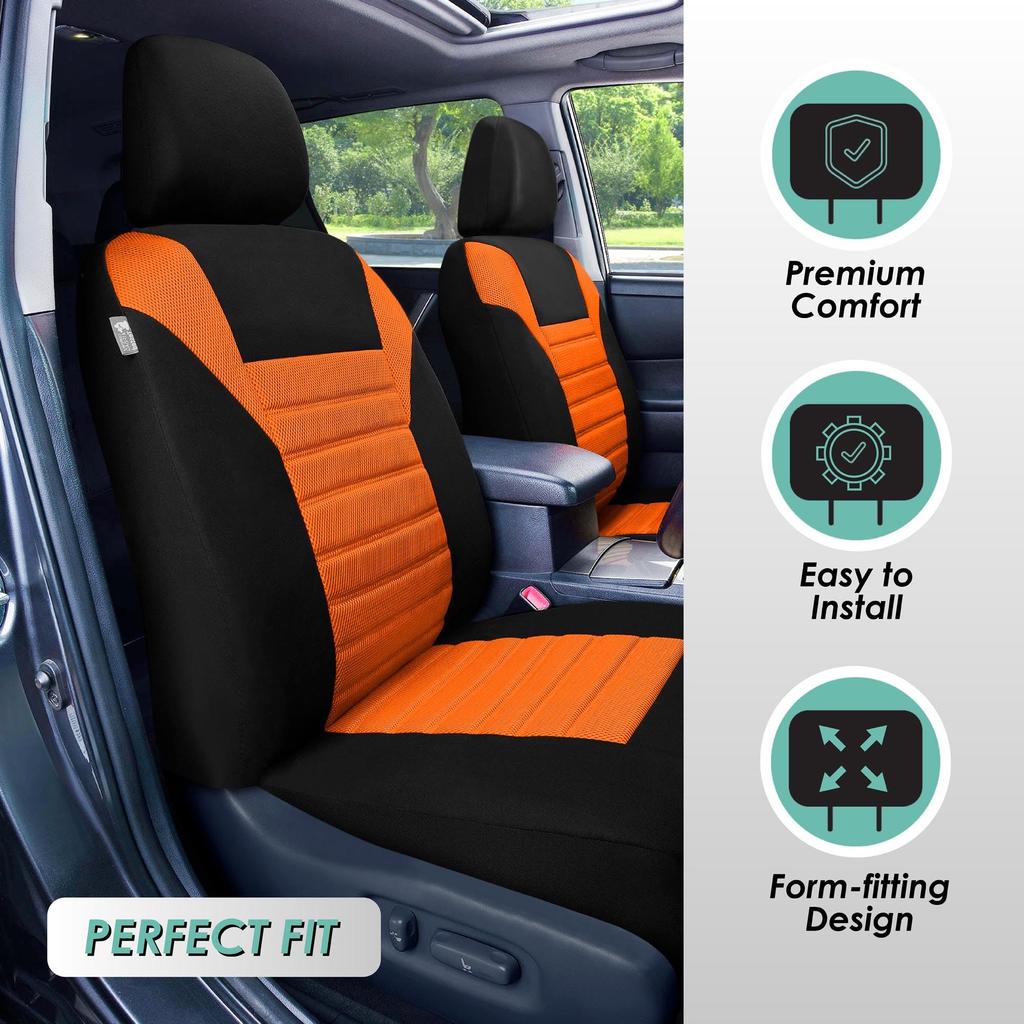 FH Group Group Full Set of Orange Car Seat 3D Air Universal Split Rear Airbag Compatible with SUVs and Sedans Imported from FB068ORANGE115 (FH