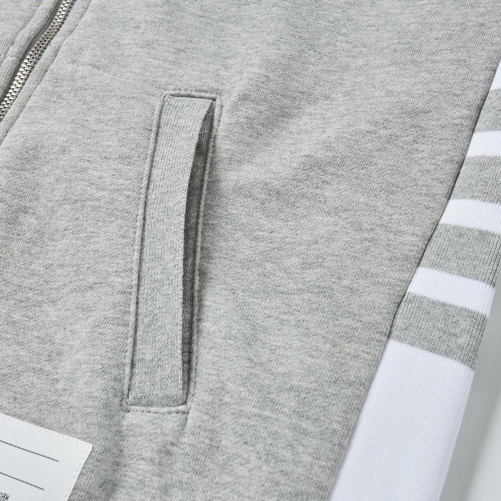 Unisex Zipper Hoodie - Autumn Collection with Four-Stripes, Color Block & Side Stripes Design