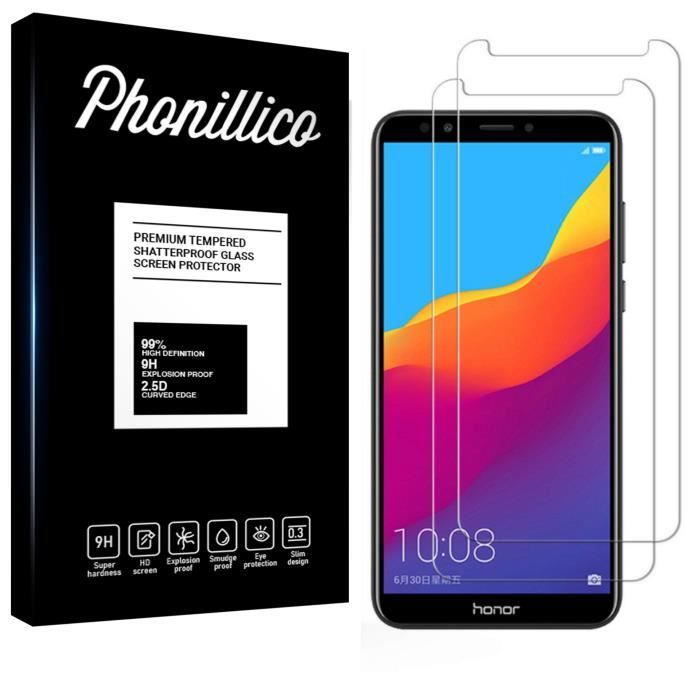 Film de protection - PHONILLICO - Huawei Y7 PRIME 2018 - Pack de 2 - Verre trempé - Résistant aux rayures