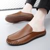New Designer Men's Trend Genuine Leather Half Shoes For Male Summer Mules Sandals Casual Shoes Slides Loafers Slippers