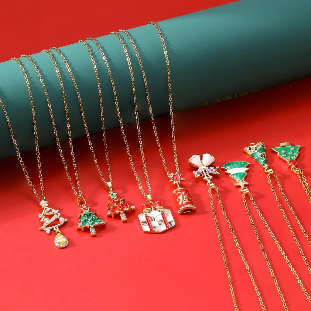 European & American Style Firecracker Bell Pendant Necklace - Non-Fading Christmas Tree Jewelry Gift for Women