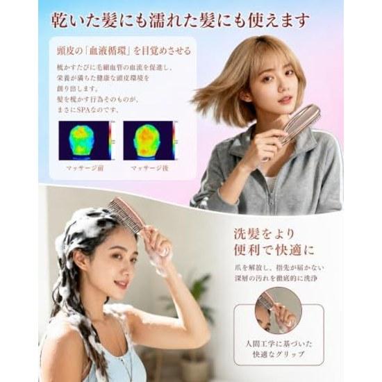 Hair Brush Cultivates Smooth Shiny Scalp Care Ladies Comb Wet Both Dry Use Tangle-Free Anti-Static Massage Loss Prevention Compact Gift Present Day