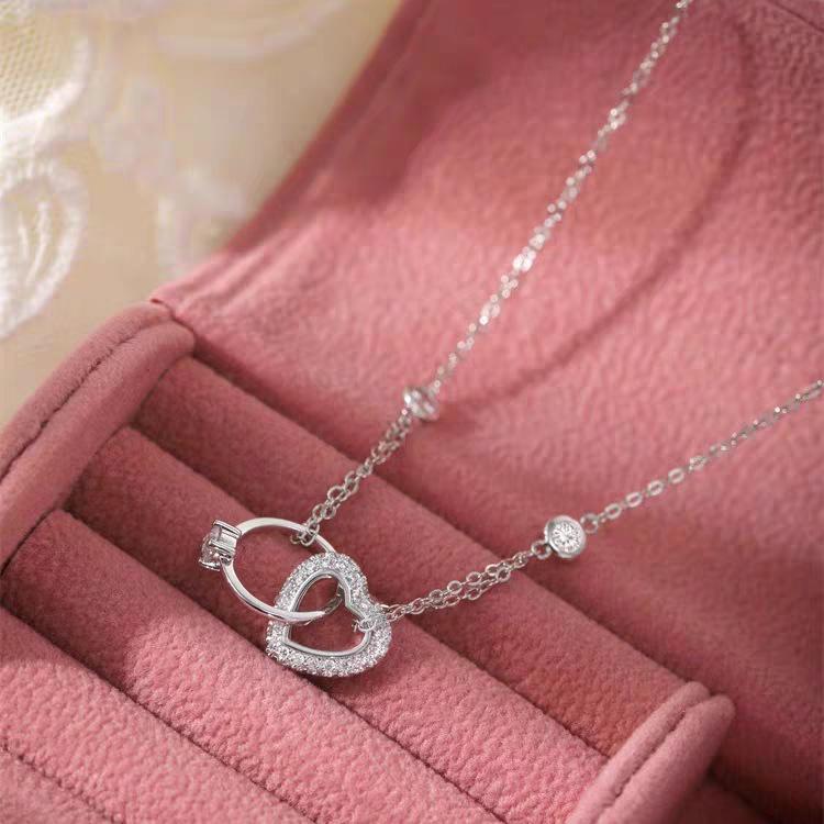 Eternal Heart Diamond Ring Pendant: S925 Sterling Silver Necklace for Women