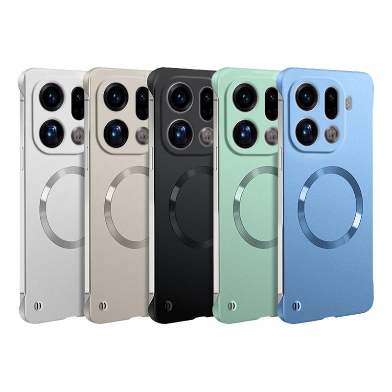 Minimalist Magnetic Plating Frameless Case For OPPO Find X9 Pro X8 Ultra X8s+ X7 Reno 14 Pro 13 12 Camera Protect Charging Cover