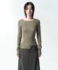 INSILENCE WOMEN Asymmetrical Mixed Knit Light Khaki