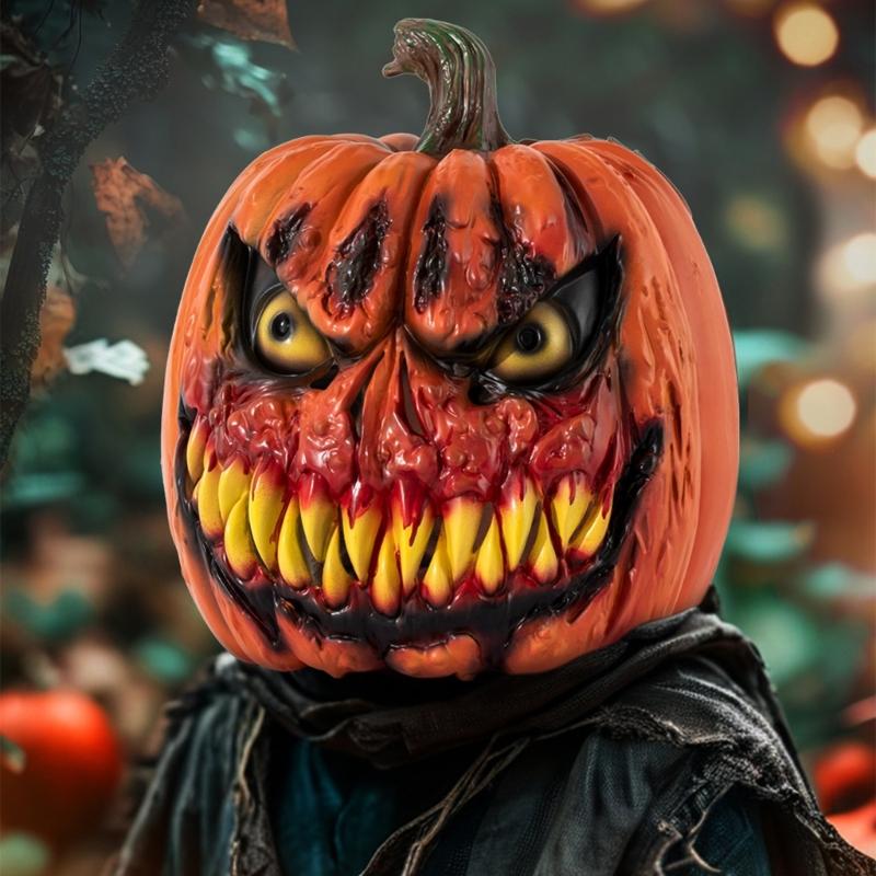 Maschera di Zucca Integrale Copricapo di Zucca di Halloween Maschera di Zucca Traspirante Integrale per Donne Uomini Cosplay di Halloween