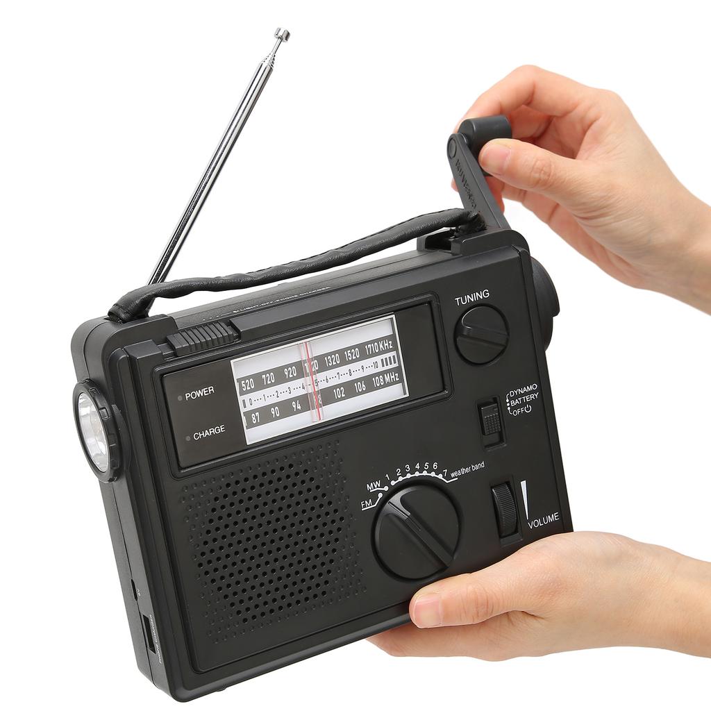 Crank Radio Portable FM AM WB Band Multi Powered Emergency Radio with LED Light for Outdoor Camping