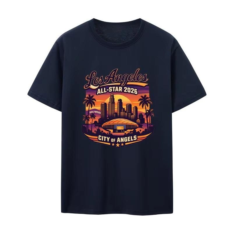 Memorial Los Angeles Game Short Sleeve TShirt Pure Cotton Comfortable Breathable Youthful Style for Unisex Summer Wear Streetwear