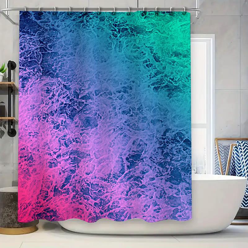 

Ravishing Gradient Shower Curtain with Aqua Blue, Pink Purple Teal Wave Pattern 72x84 Inch Bath Decor for Bathroom Accessories 90x180cm