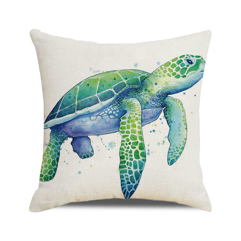 Home Decor Colorful Sea Turtle Watercolor Pillow Covers Pattern Cushion Cover Suitable for Sofa Bedroom Car Pillow Cover
