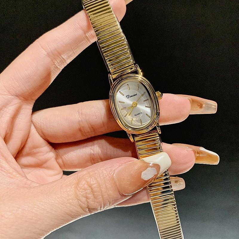 Ladies Watch Women'S Fashion Bamboo Mesh Belt Watch Simple Retro Oval Temperament Women'S Watch