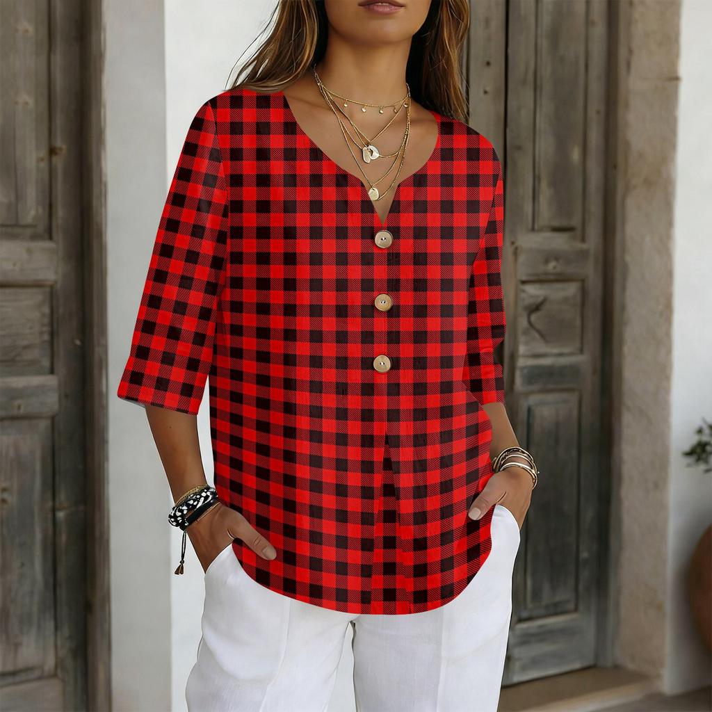 Women's Shirts Dressy Casual T-Shirts 3/4 Sleeve Tunic Tops Basic Tees Pullover Work Blouses