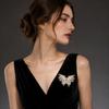 Vintage Alloy Butterfly Brooch with Crystal Accents Elegant Insect Pin Accessory for Women High-Quality Fashion Jewelry Decoration for Clothing Shoes