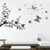 Siyah Çiçek Kelebek Çiçek DIY Asma Duvar Sticker Sanat Dekor Duvar Odası Çıkartması