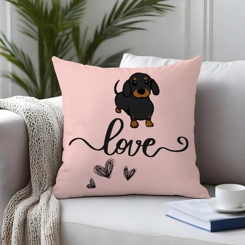 Sausage Dog Dachshund Cute Cushion Cover Plush Fabric Soft DoubleSided Printed Sofa Warm Winter Home Child Gift Pillow Case