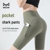 Mao Ren Women's High-Waist Ice Silk Shark Shorts with Pockets