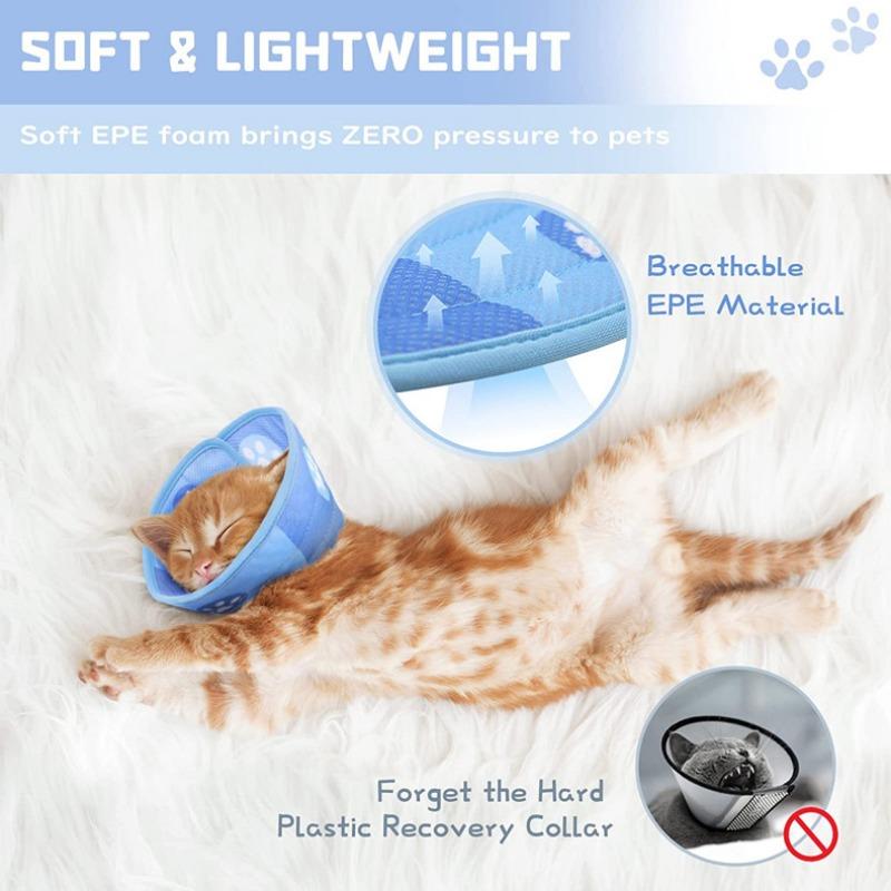 Adjustable Cat Cone Collar Pet After Surgery Lightweight Elizabethan Collars Soft Cute Cat Recovery Collar Protective Supplies