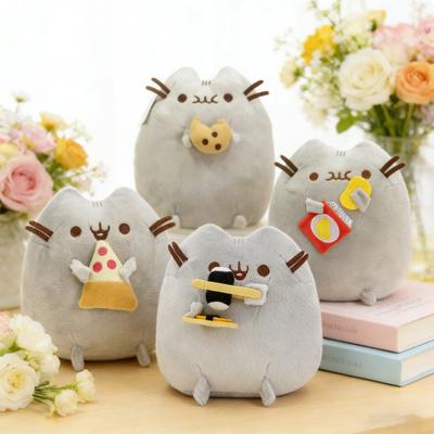 Plush Cat Stuffed Toy with Dessert Theme Ice Cream Donut Pizza Designs Plush Collectible Doll Soft Huggable Gift for Cat Lovers