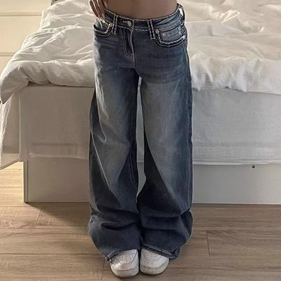 New Retro Rivet Heavy-duty Bootcut Jeans for Women  High-waisted Slim Fit Harajuku Casual Bell-bottom Pants