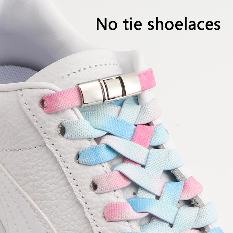 Elastic Shoe Laces with Metal Press Lock Flat Shoelaces Without Ties Easy To Use and Durable Sneaker Accessory Lazy Shoelace