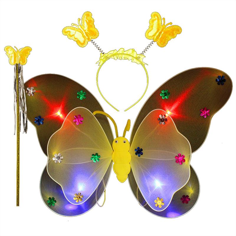 3pcs/set Children Butterfly Wings Costume Props Gauze Wings Skirt Suit